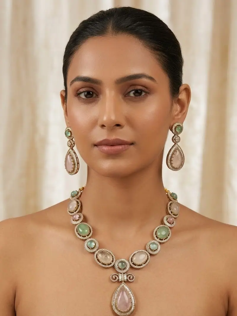 Pastel Stone Victorian Necklace — Green