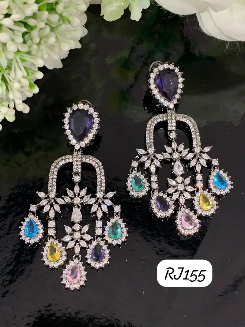 American Diamond Chandelier Drop Earrings — Amethyst Purple