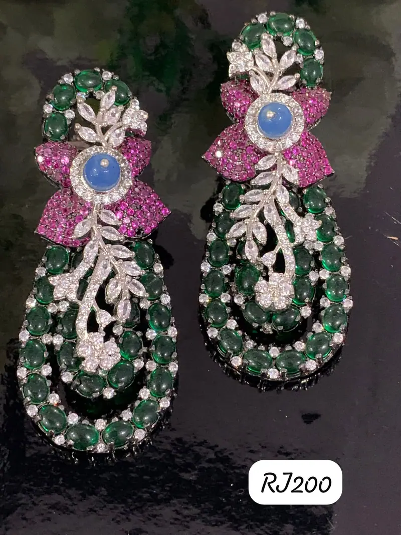 Cabochon Bow Chandelier Earrings — Emerald Green