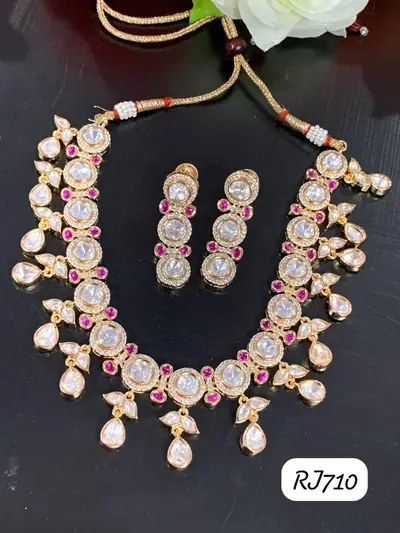 Polki Ruby Drop Necklace Set