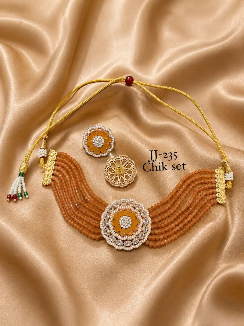 Bead Strand Victorian Chik Set — Rust Orange