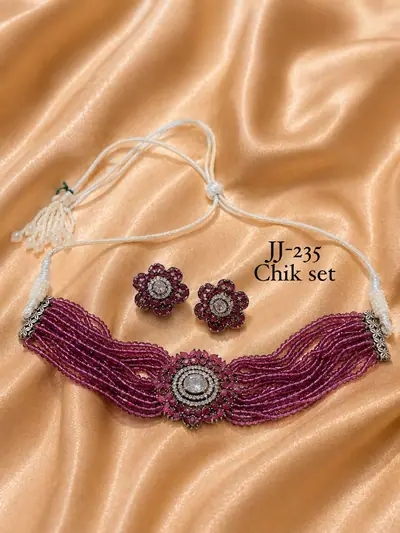 Oxidised Floral Bead Chik Set