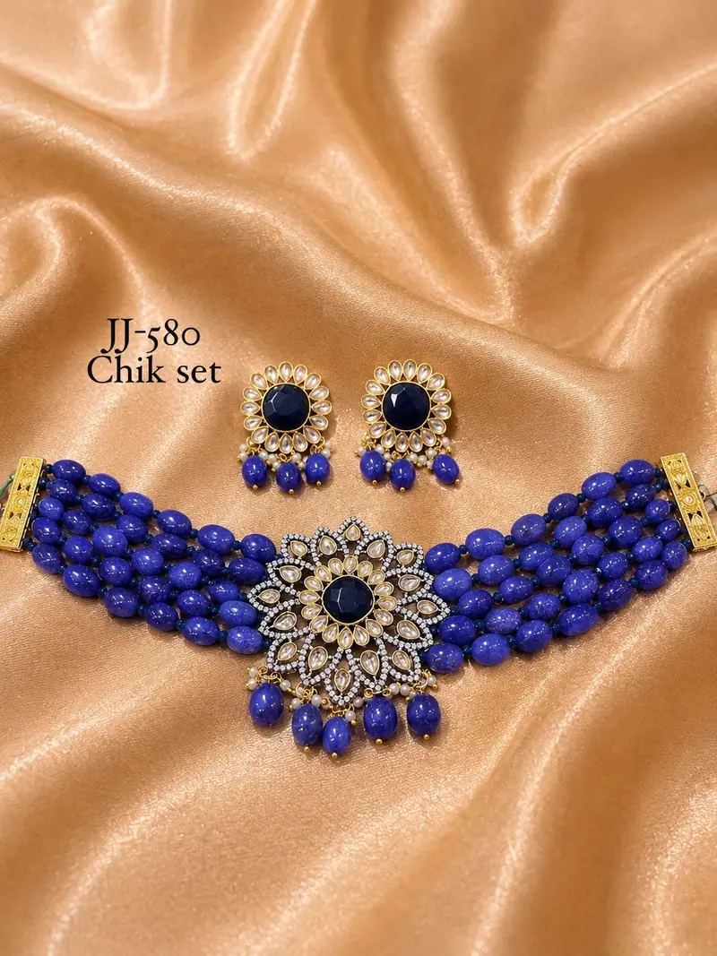 Sapphire Bead AD Chik Set — Blue