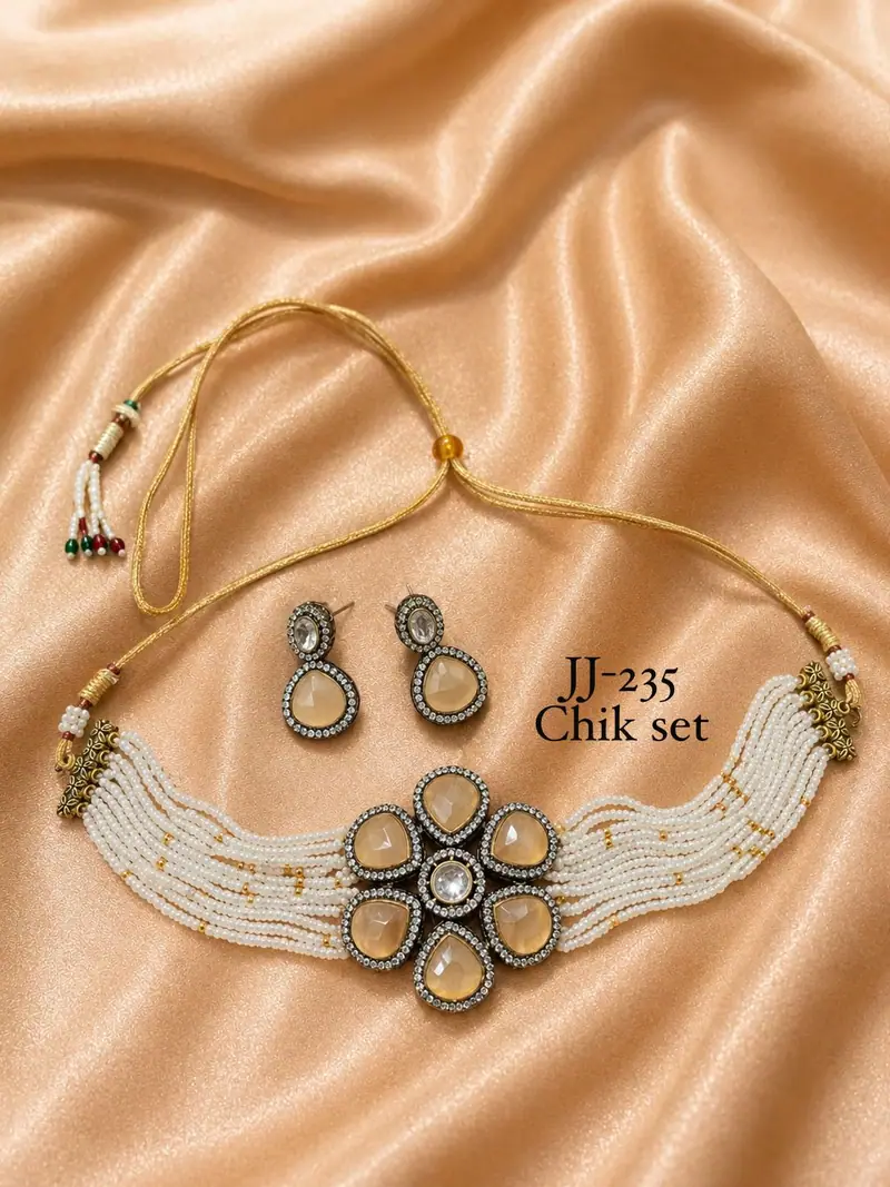 Petal Cluster Pearl Chik Set — Peach
