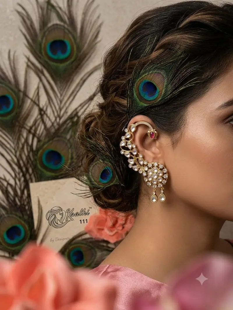 Kundan Pearl Statement Ear Cuff — Pearl White