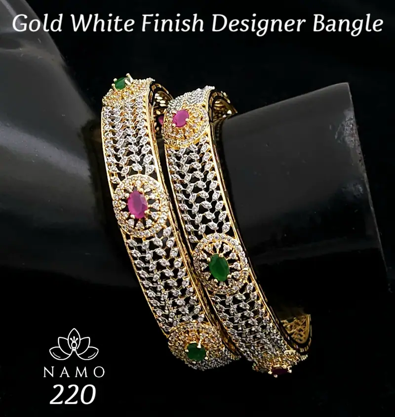 Ruby Emerald AD Designer Bangles — Pink