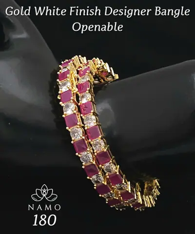 Square Stone Openable Bangle Pair