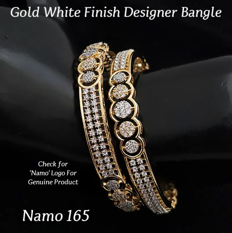 Round Cluster Pave Bangle Pair — Gold