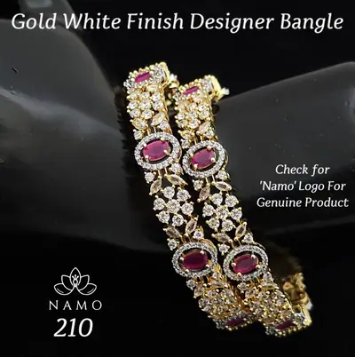 Oval Stone Floral Broad Bangles