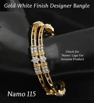 AD Floral Motif Bangle Pair