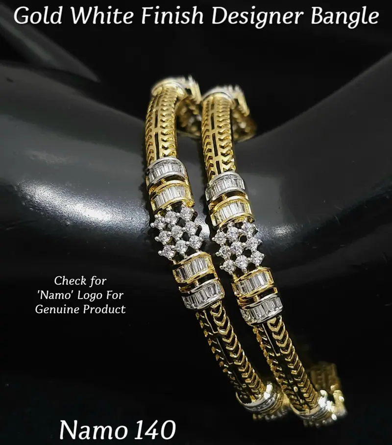 Wheat Band Diamond Cluster Bangles — Gold