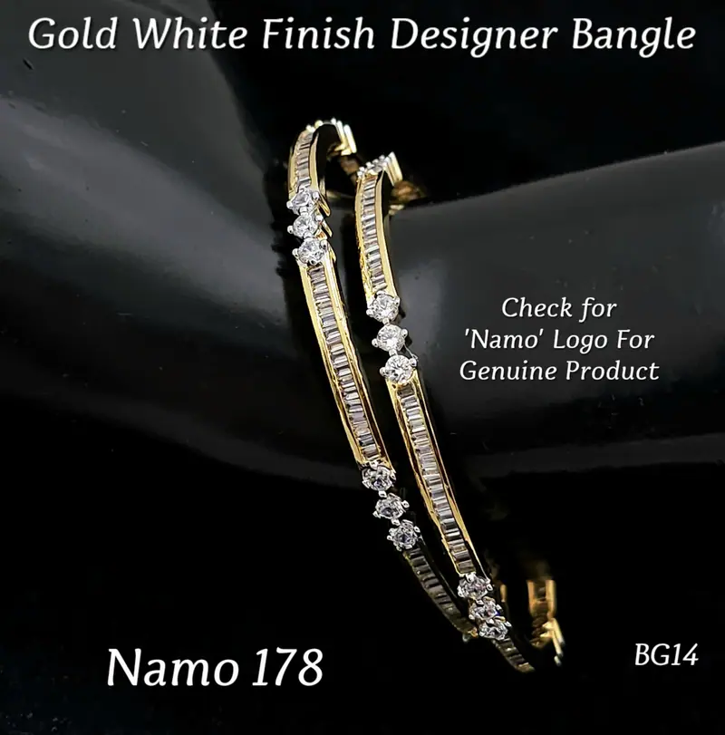 Slim Baguette AD Bangle Pair — White