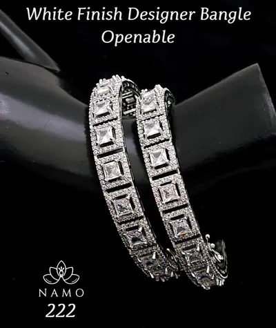 Square Stone Openable Bangle Pair