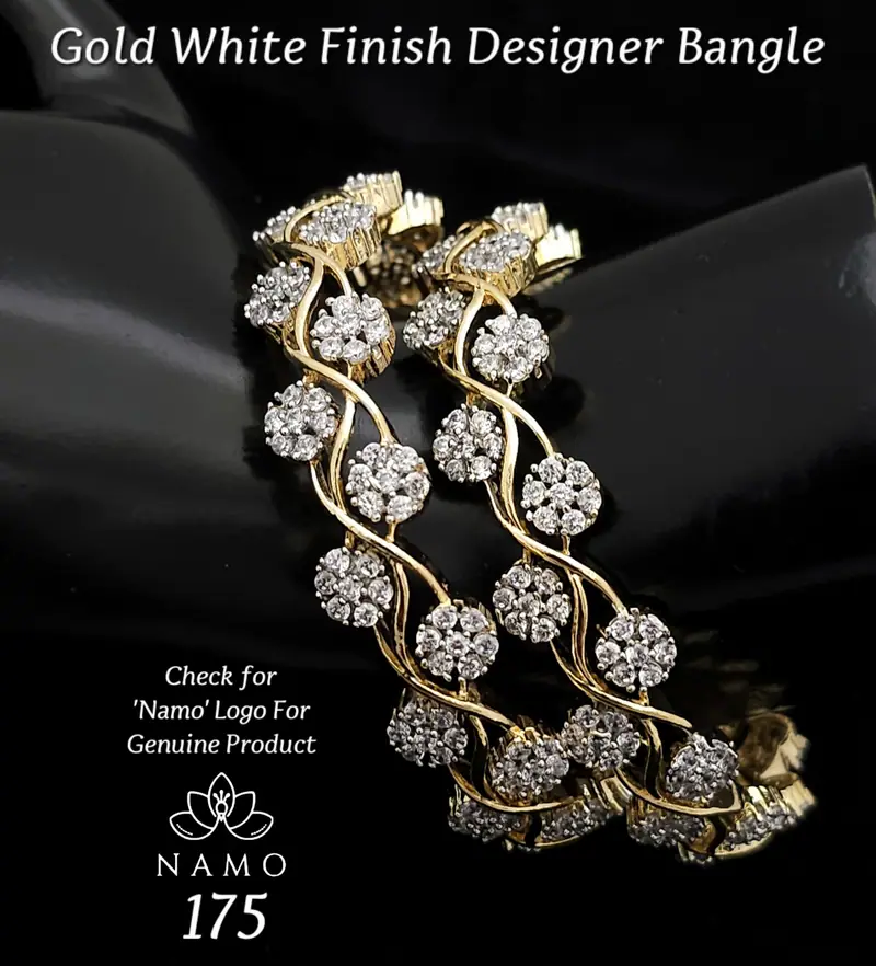 Floral Cluster Vine Bangle Pair — Gold
