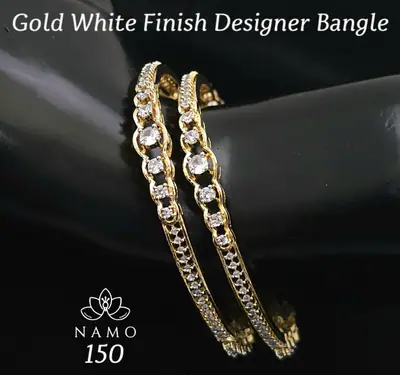 Solitaire Studded Slim Bangle Pair