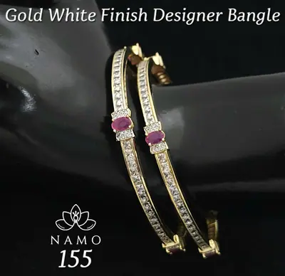 Slim Baguette Ruby Bangle Pair