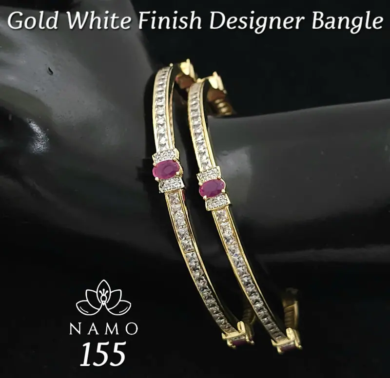 Slim Baguette Ruby Bangle Pair — Ruby Red
