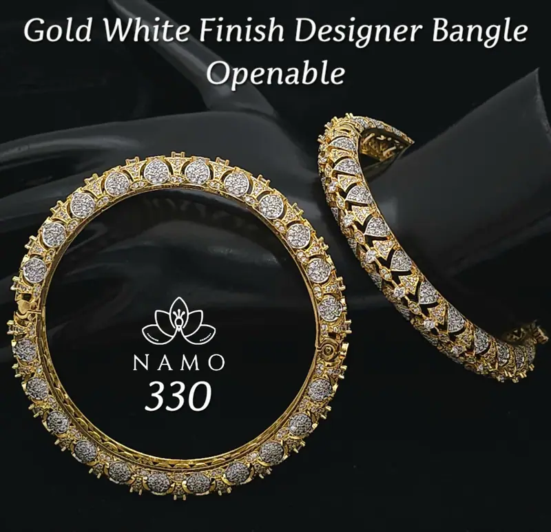 Openable AD Solitaire Bangle Pair — White