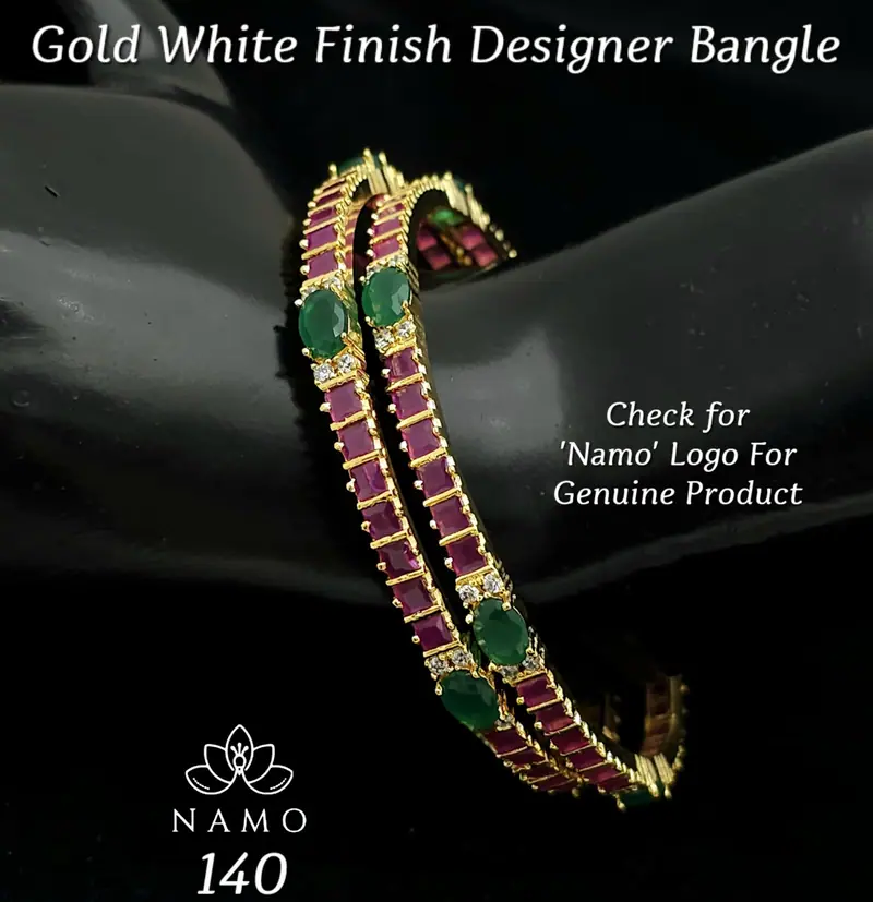 Precious Stone Studded Slim Bangles — Multicolour