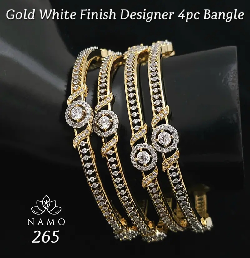 Four Piece AD Bangle Set — White