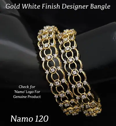 Ring Link American Diamond Bangle Pair