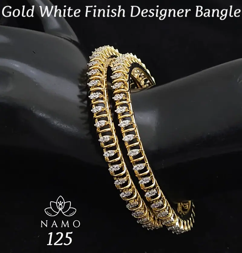 Twin Row Studded Bangle Pair — Gold