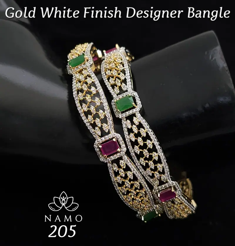 Jaali Cutwork Stone Bangle Pair — Multicolour