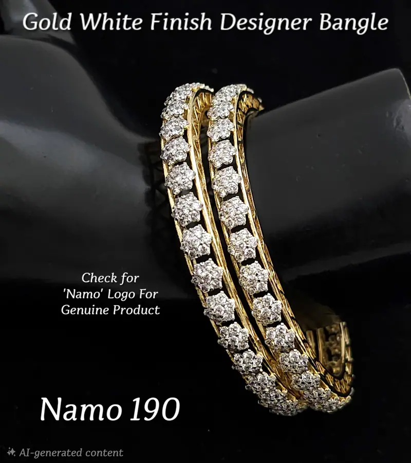 Solitaire Twin Line Bangle Pair — Gold