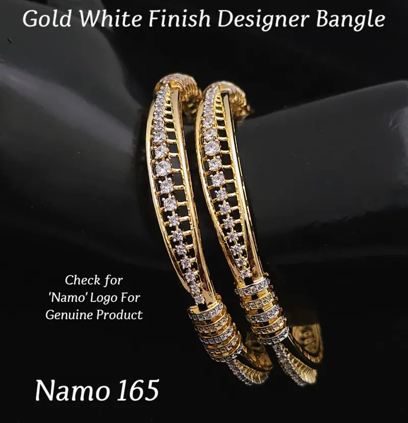 Double Line Slim Diamond Bangles — Gold