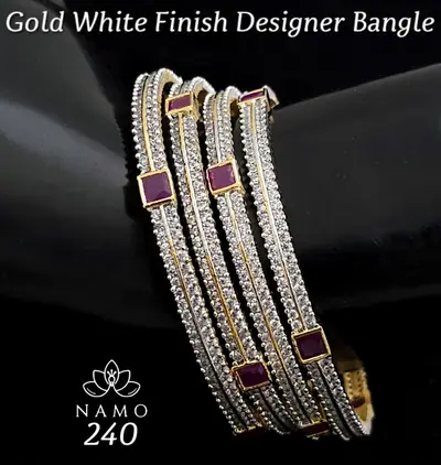 Square Stone Studded Bangle Set