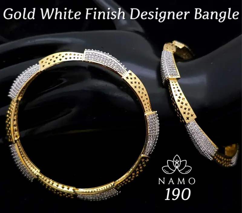 Panelled Openable Diamond Kada — Gold