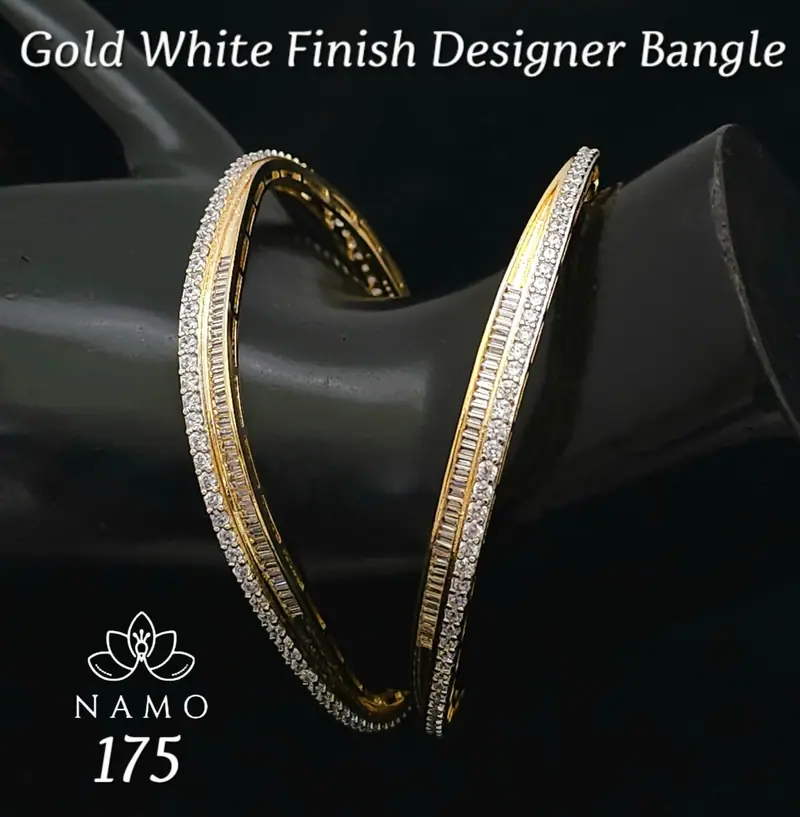 Slim Baguette Line Bangle Pair — Gold