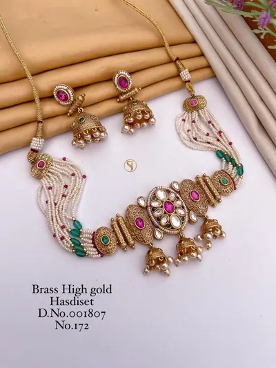 Kundan Pearl Jhumka Choker Set