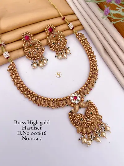 Antique Chandbali Temple Necklace Set