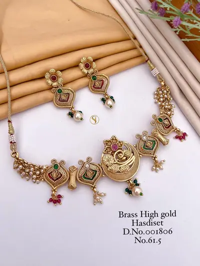 Antique Peacock Meenakari Choker Set