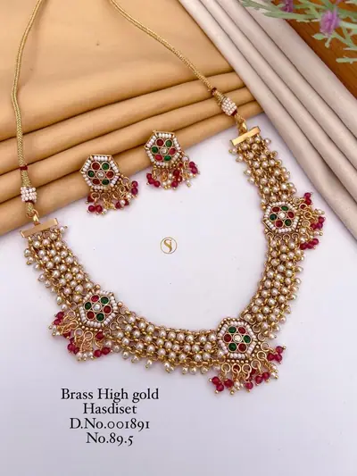 Antique Pearl Cluster Necklace Set
