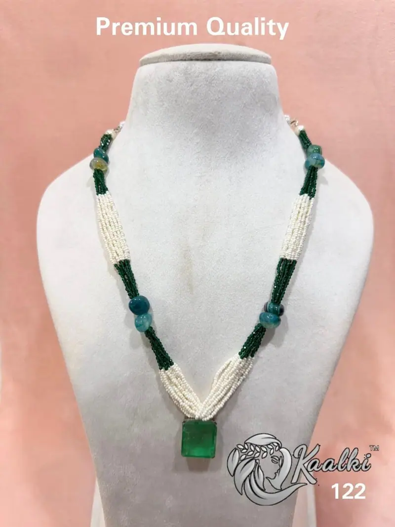 Bead Pearl Strand Long Mala — Emerald Green