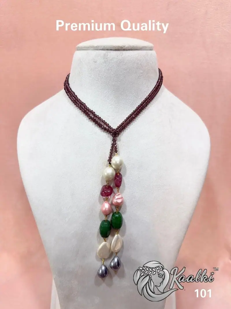Baroque Pearl Drop Long Mala — Multicolour