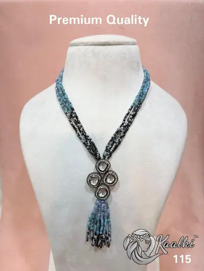 Victorian Polki Pendant Tassel Maala
