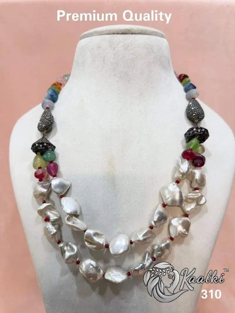 Baroque Pearl Layered Maala — White