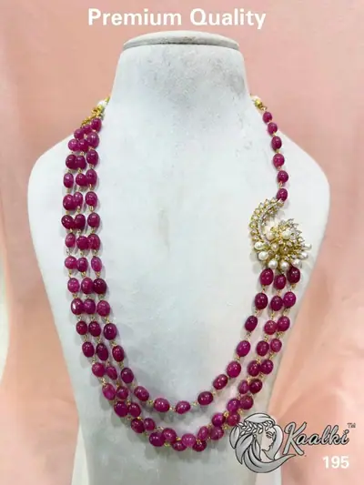 Ruby Bead Layered Raani Haar