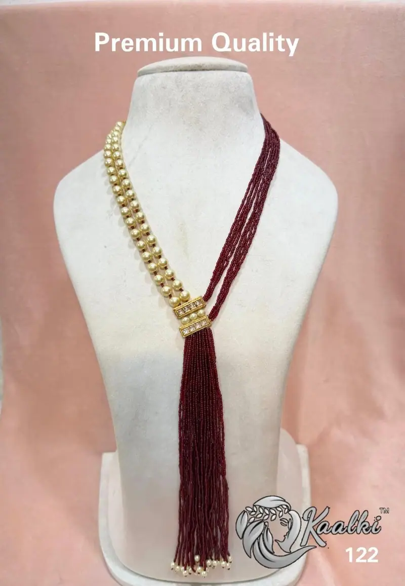 Beaded Tassel Long Haar — Wine Maroon