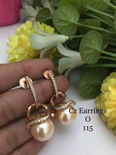 American Diamond Pearl Drop Earrings