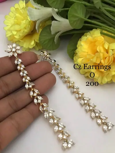 American Diamond Vine Line Earrings
