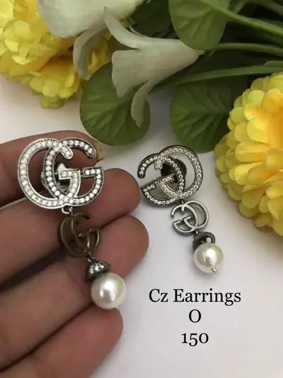 Monogram Pearl Drop Earrings