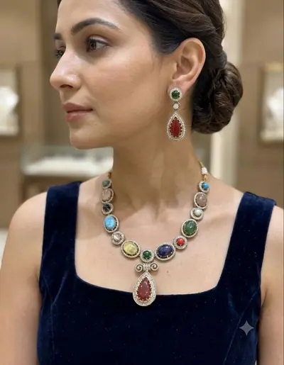 Navratna Victorian Necklace Set