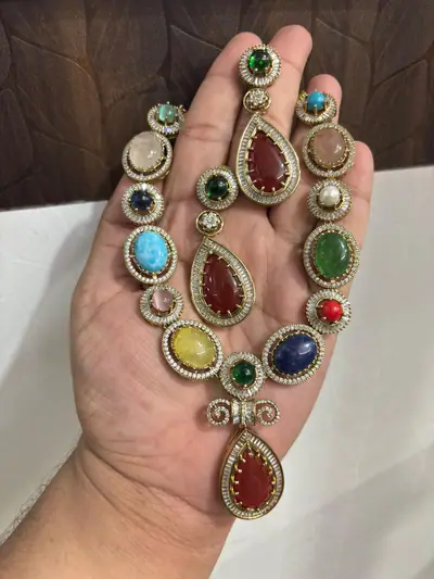Navratna Doublet Necklace Set