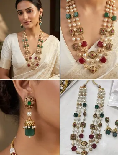 Pearl Temple Raani Haar Set