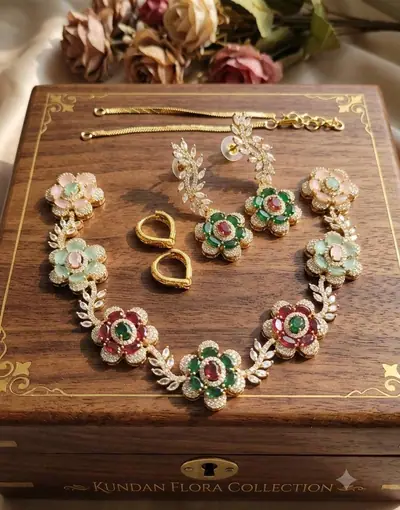 Kundan Flora Floral Necklace Set