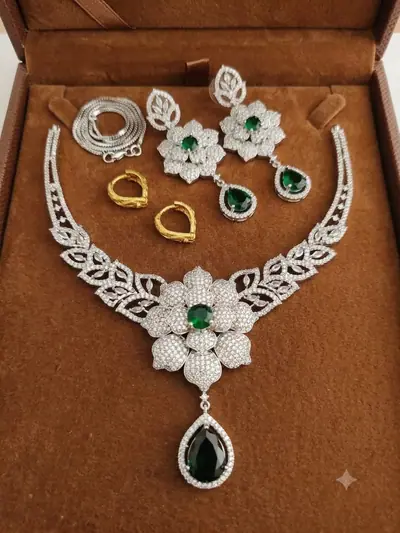 American Diamond Floral Necklace Set